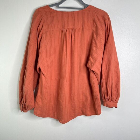 Madewell Raglan Peasant Stripe Orange Boho Oversized Top Women's Size XS - Picture 2 of 8
